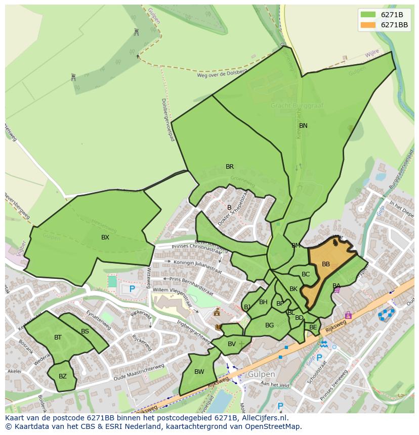 Afbeelding van het postcodegebied 6271 BB op de kaart.