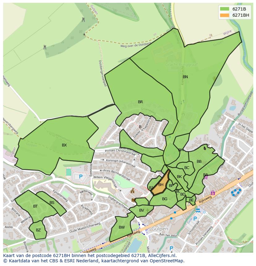Afbeelding van het postcodegebied 6271 BH op de kaart.