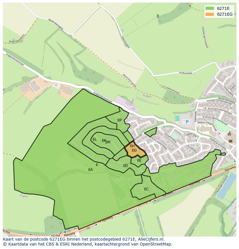 Afbeelding van het postcodegebied 6271 EG op de kaart.