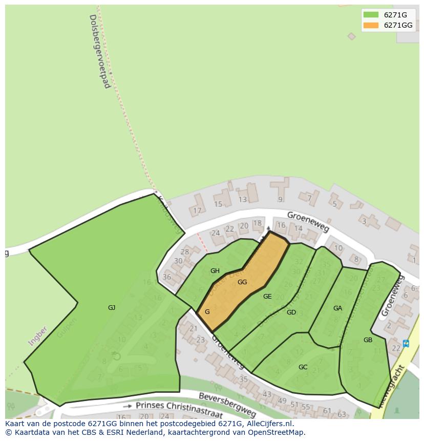 Afbeelding van het postcodegebied 6271 GG op de kaart.