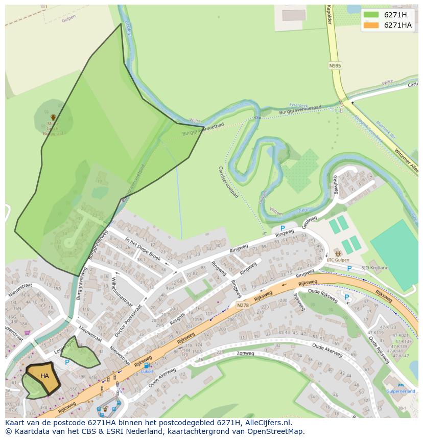 Afbeelding van het postcodegebied 6271 HA op de kaart.