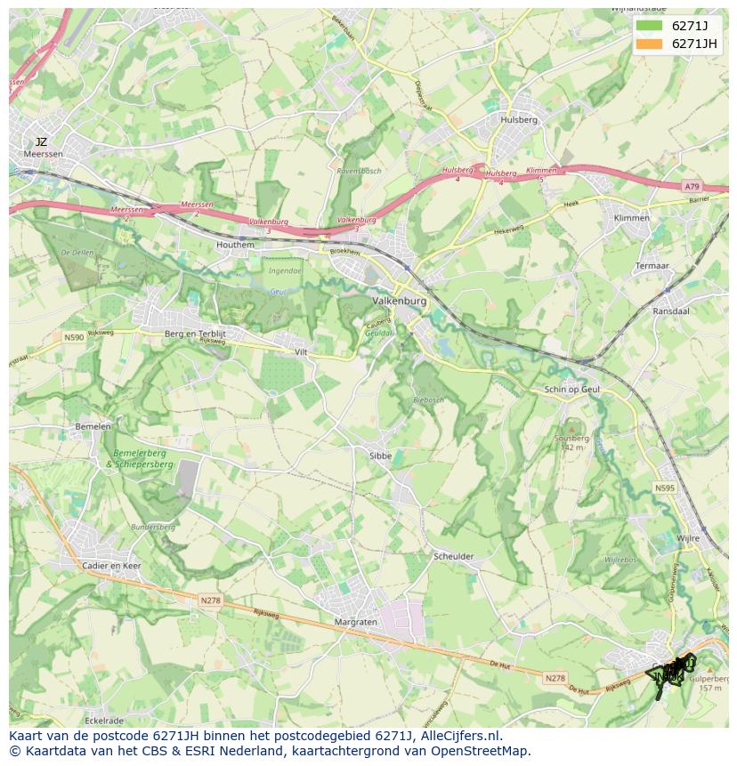 Afbeelding van het postcodegebied 6271 JH op de kaart.