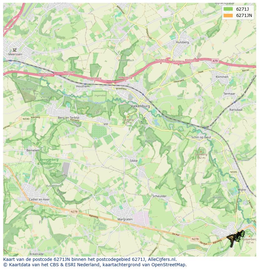 Afbeelding van het postcodegebied 6271 JN op de kaart.