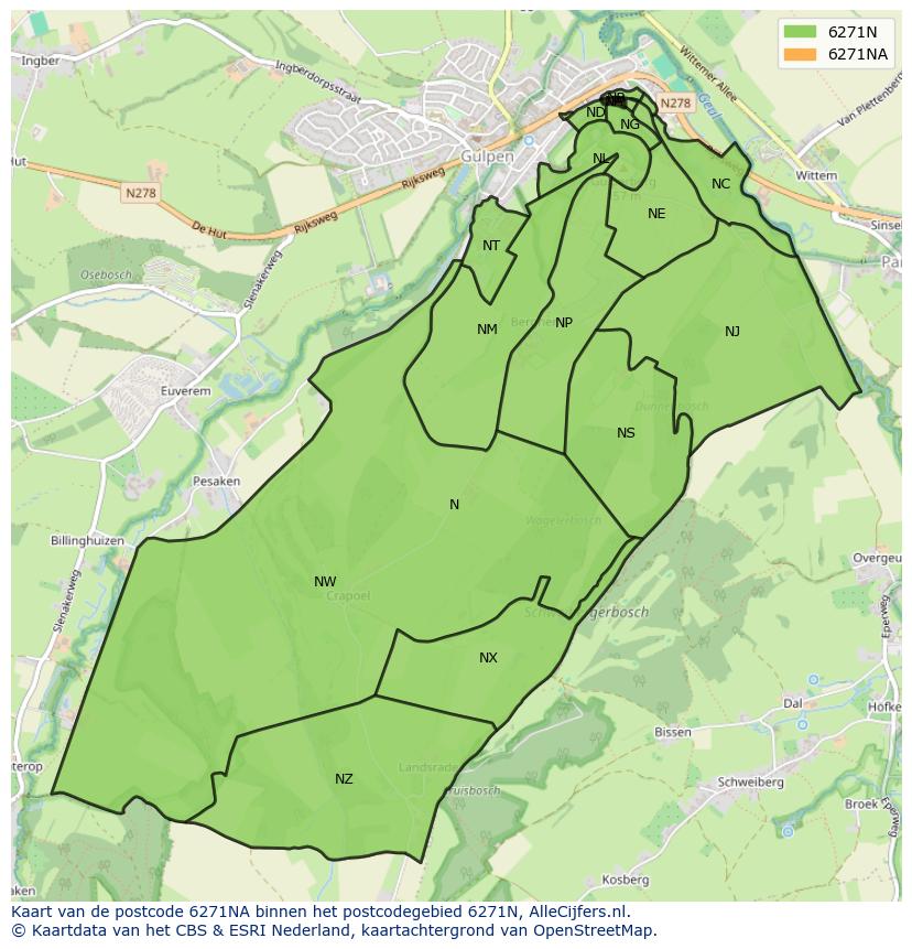 Afbeelding van het postcodegebied 6271 NA op de kaart.