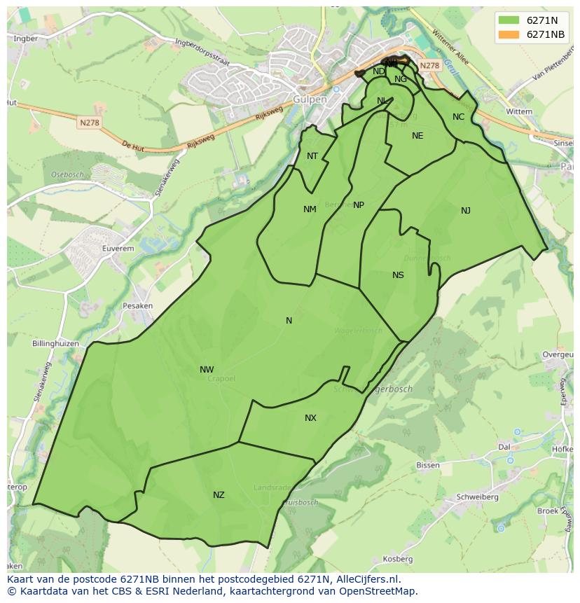Afbeelding van het postcodegebied 6271 NB op de kaart.