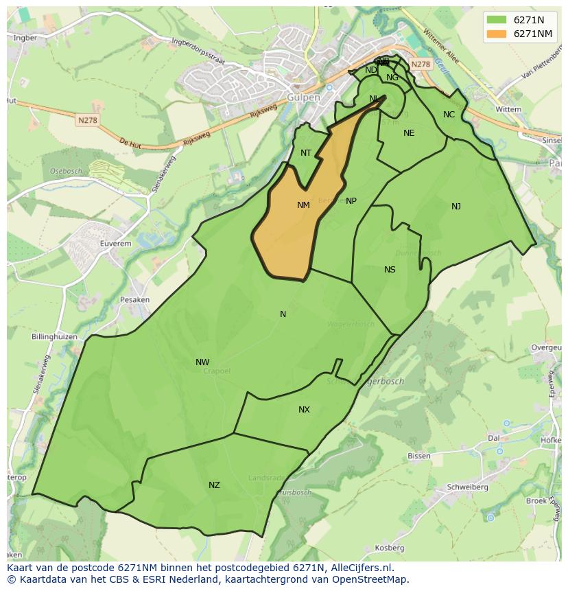 Afbeelding van het postcodegebied 6271 NM op de kaart.
