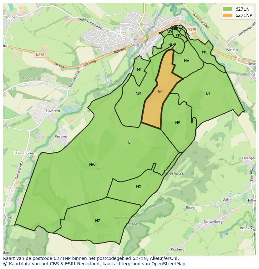Afbeelding van het postcodegebied 6271 NP op de kaart.