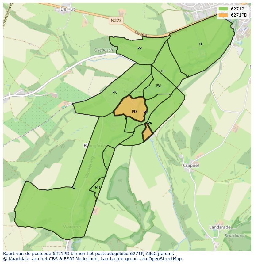 Afbeelding van het postcodegebied 6271 PD op de kaart.
