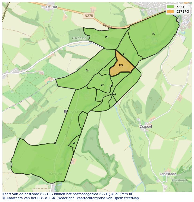 Afbeelding van het postcodegebied 6271 PG op de kaart.