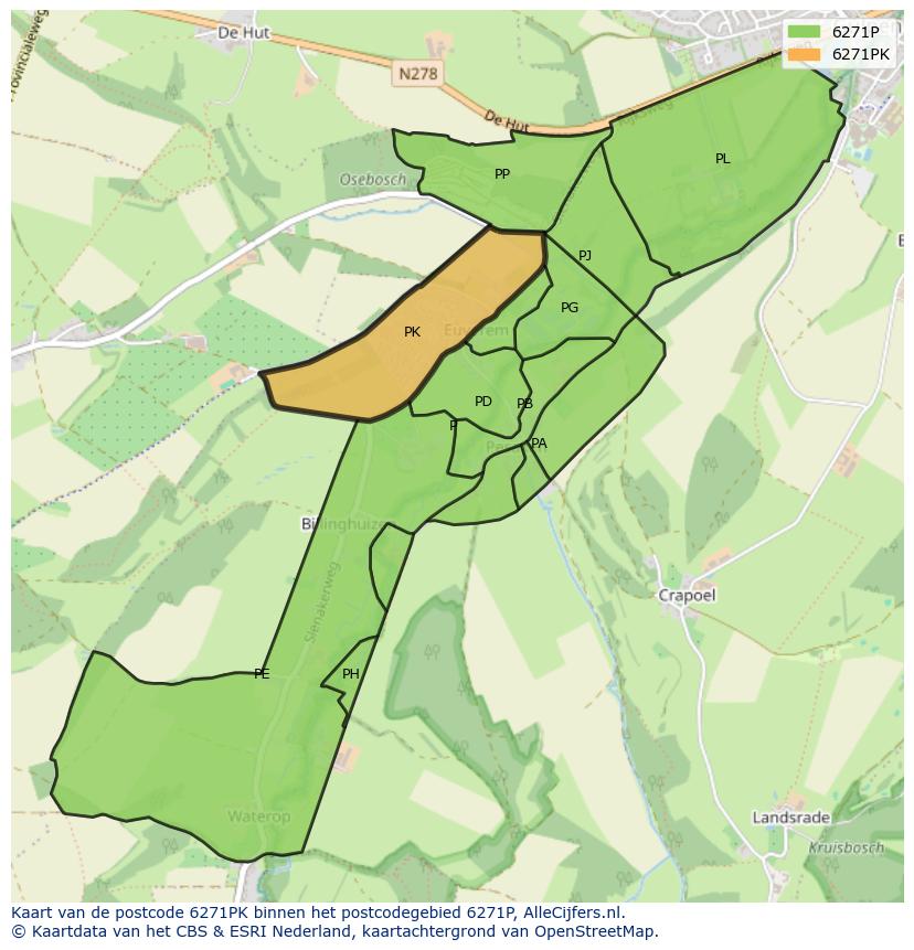 Afbeelding van het postcodegebied 6271 PK op de kaart.