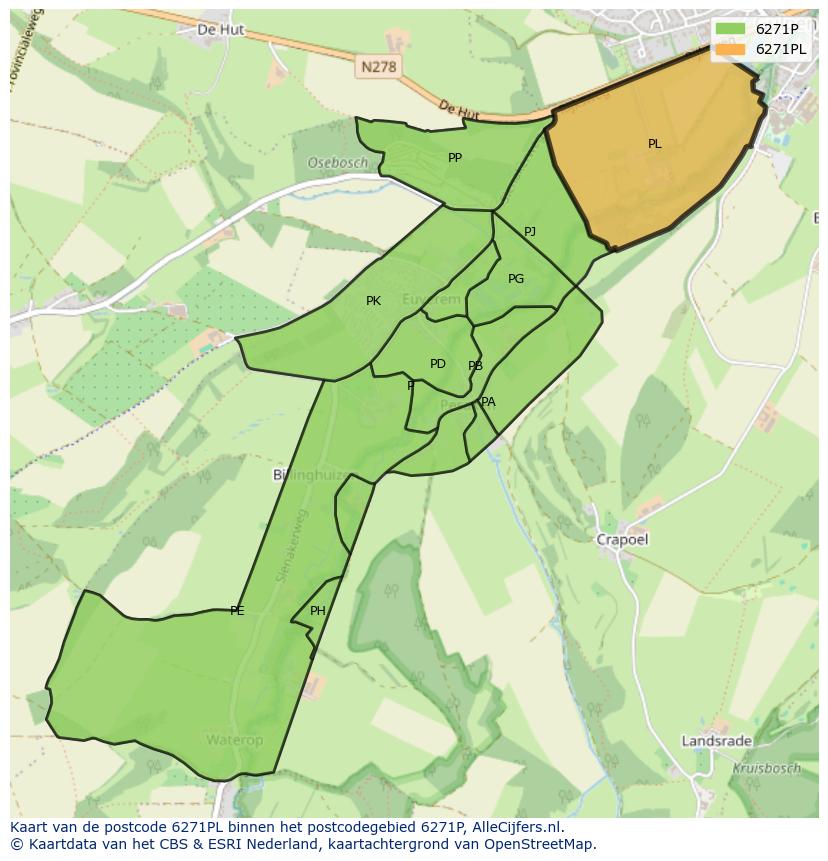 Afbeelding van het postcodegebied 6271 PL op de kaart.