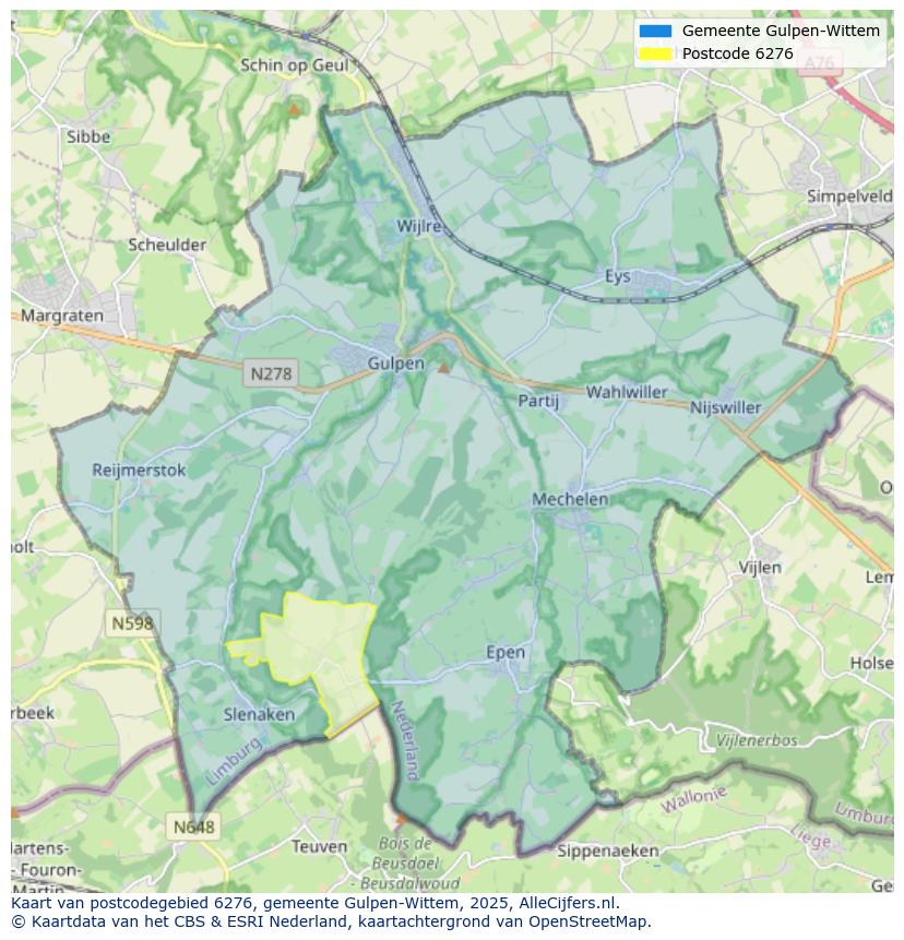 Afbeelding van het postcodegebied 6276 op de kaart.