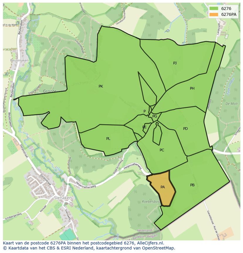 Afbeelding van het postcodegebied 6276 PA op de kaart.