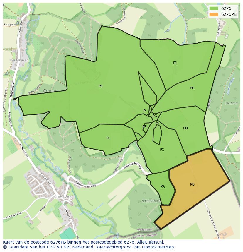 Afbeelding van het postcodegebied 6276 PB op de kaart.