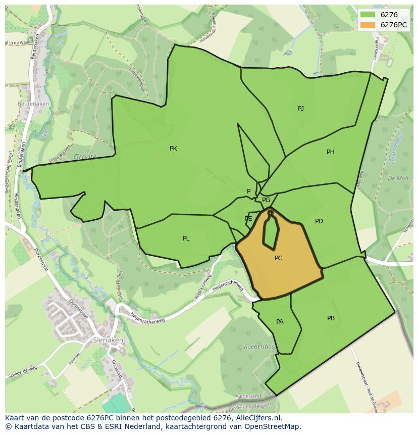 Afbeelding van het postcodegebied 6276 PC op de kaart.