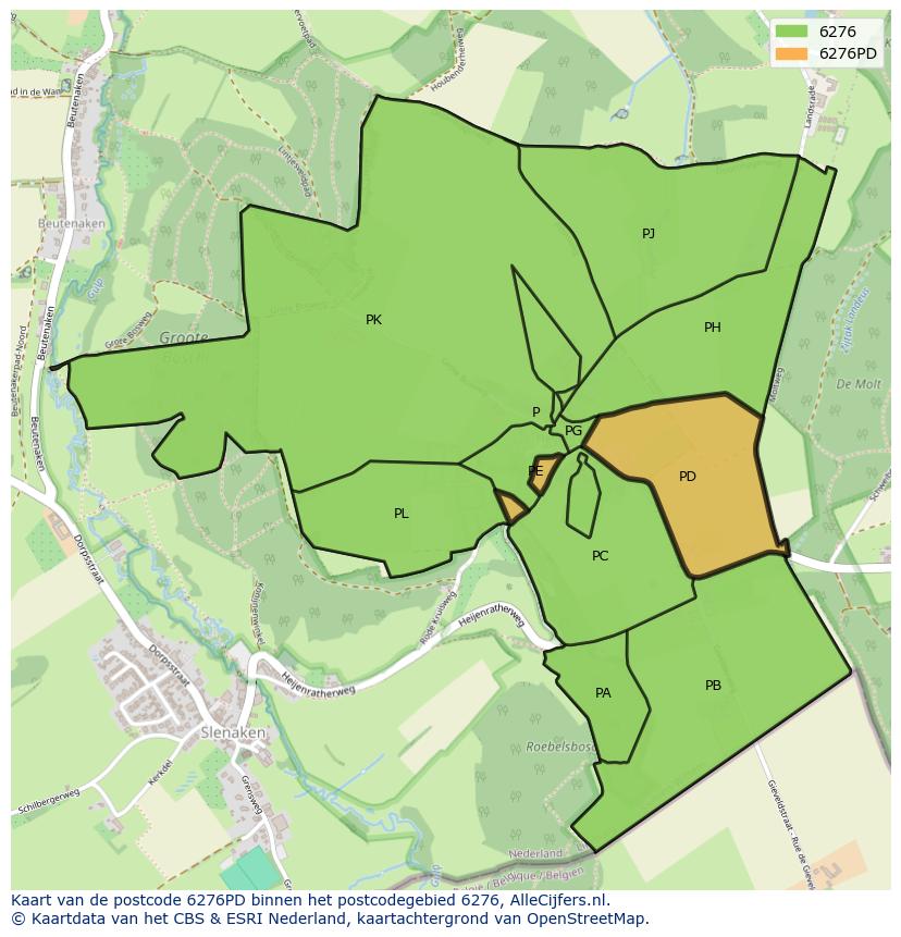 Afbeelding van het postcodegebied 6276 PD op de kaart.