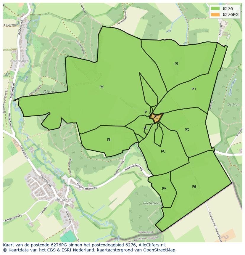 Afbeelding van het postcodegebied 6276 PG op de kaart.