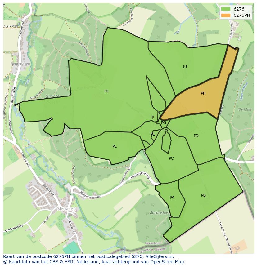 Afbeelding van het postcodegebied 6276 PH op de kaart.