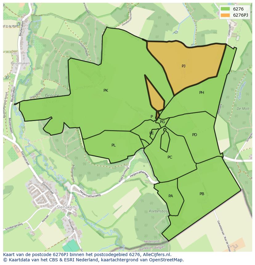 Afbeelding van het postcodegebied 6276 PJ op de kaart.