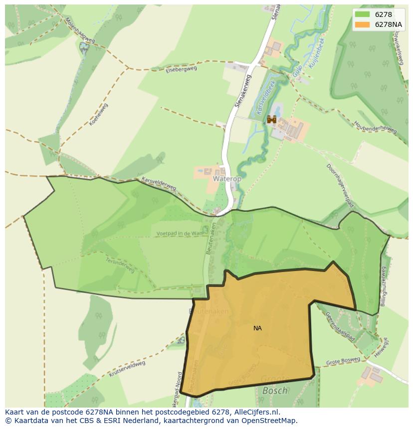 Afbeelding van het postcodegebied 6278 NA op de kaart.