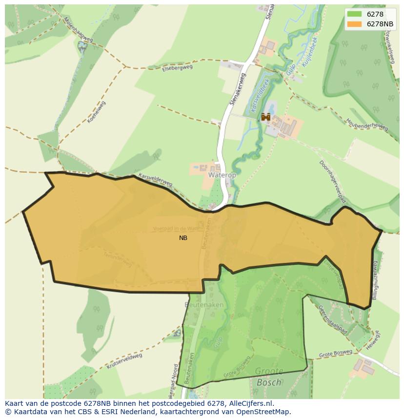 Afbeelding van het postcodegebied 6278 NB op de kaart.