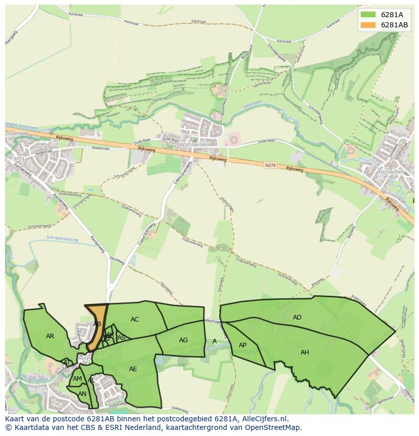 Afbeelding van het postcodegebied 6281 AB op de kaart.