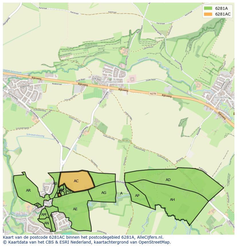 Afbeelding van het postcodegebied 6281 AC op de kaart.