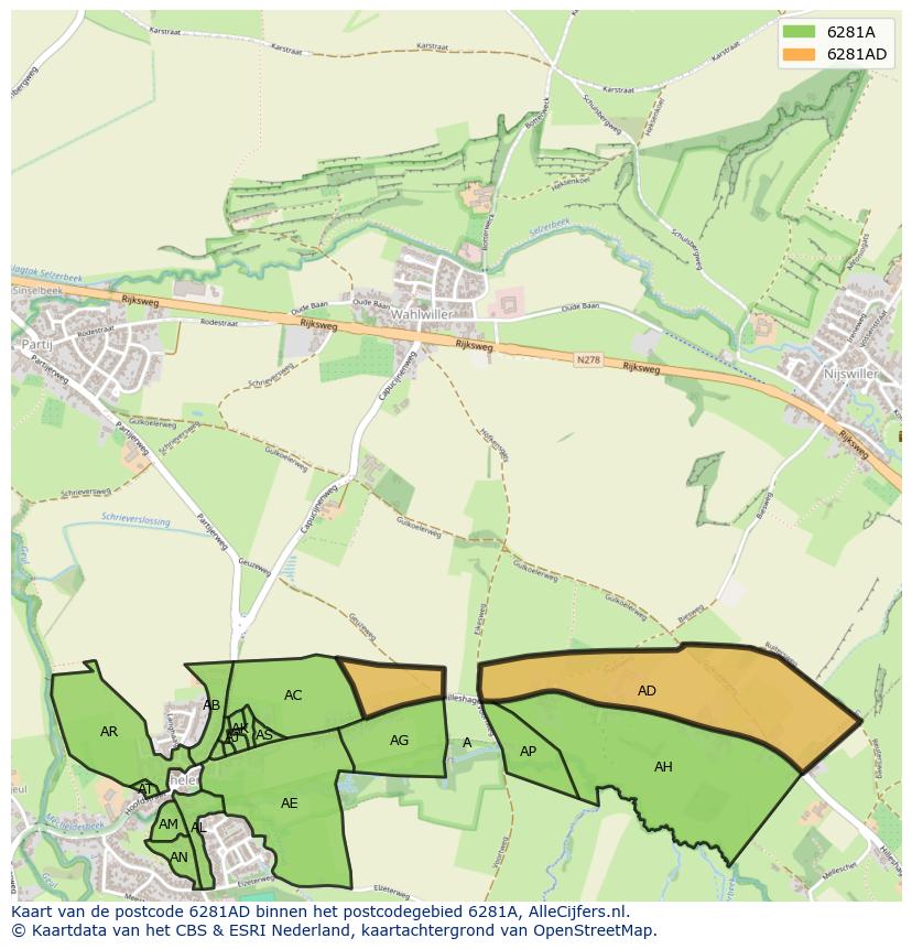 Afbeelding van het postcodegebied 6281 AD op de kaart.