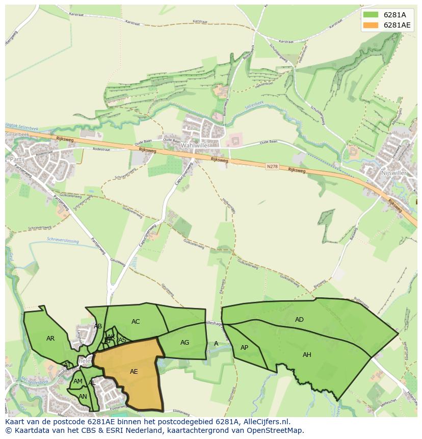 Afbeelding van het postcodegebied 6281 AE op de kaart.
