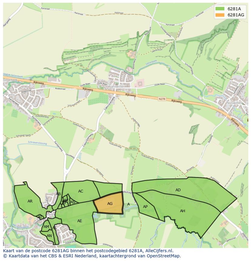 Afbeelding van het postcodegebied 6281 AG op de kaart.