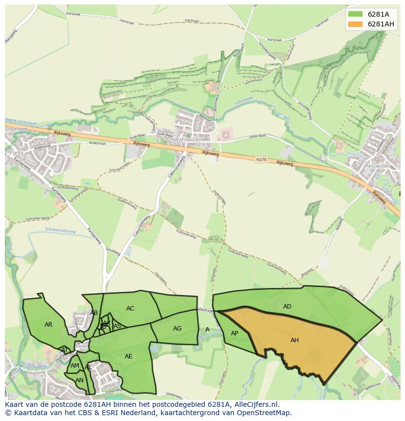 Afbeelding van het postcodegebied 6281 AH op de kaart.