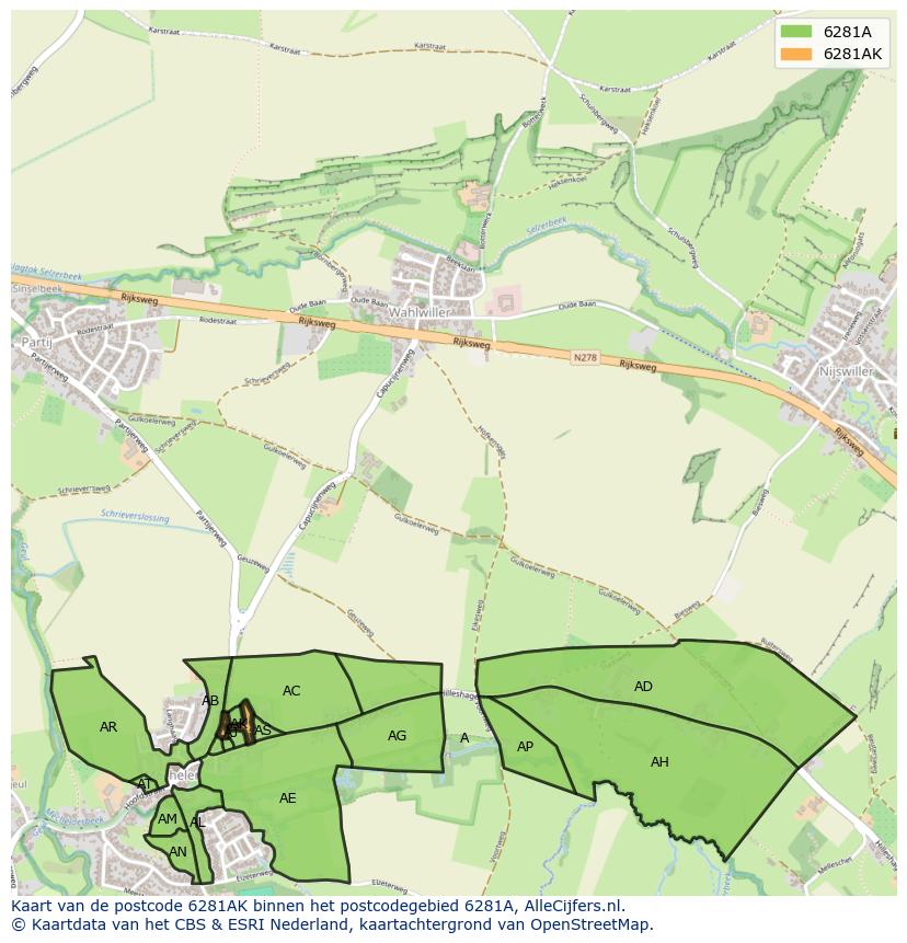 Afbeelding van het postcodegebied 6281 AK op de kaart.