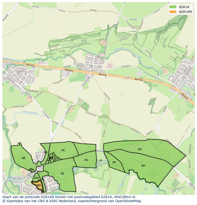 Afbeelding van het postcodegebied 6281 AN op de kaart.