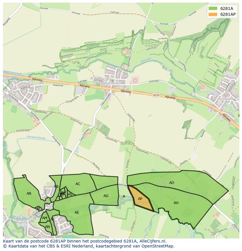 Afbeelding van het postcodegebied 6281 AP op de kaart.