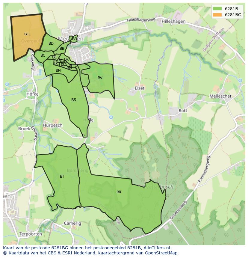 Afbeelding van het postcodegebied 6281 BG op de kaart.