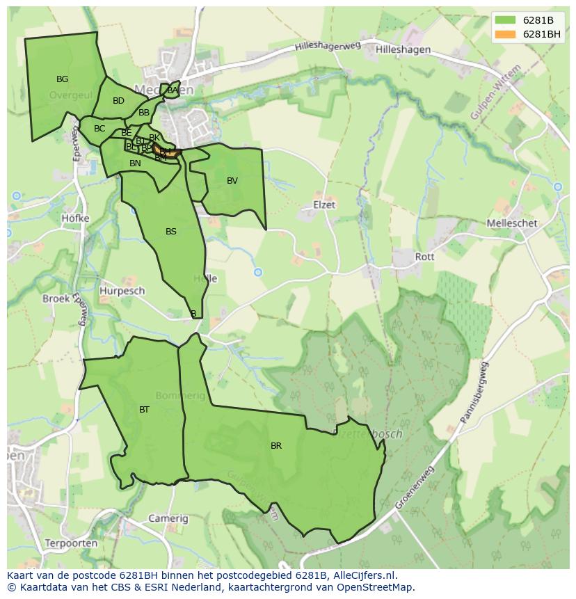 Afbeelding van het postcodegebied 6281 BH op de kaart.