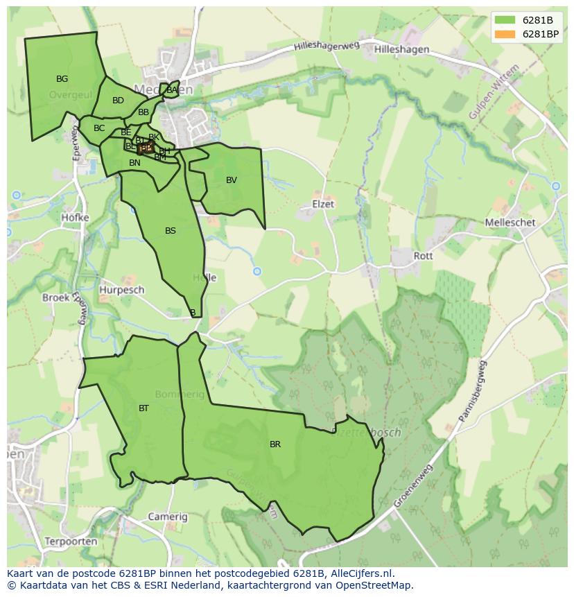Afbeelding van het postcodegebied 6281 BP op de kaart.