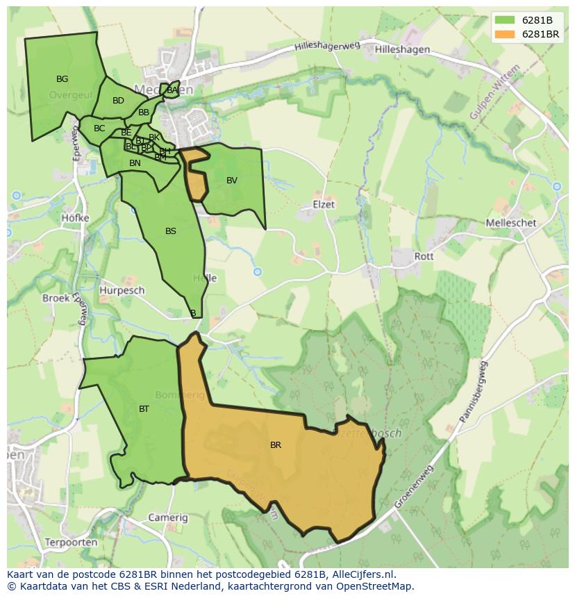 Afbeelding van het postcodegebied 6281 BR op de kaart.