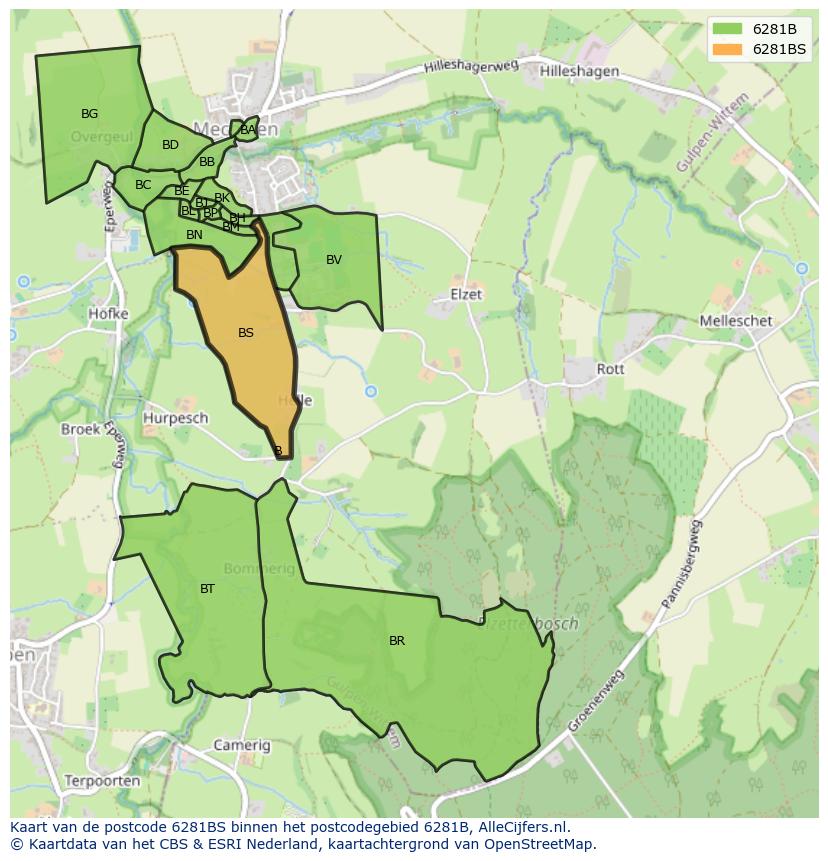 Afbeelding van het postcodegebied 6281 BS op de kaart.
