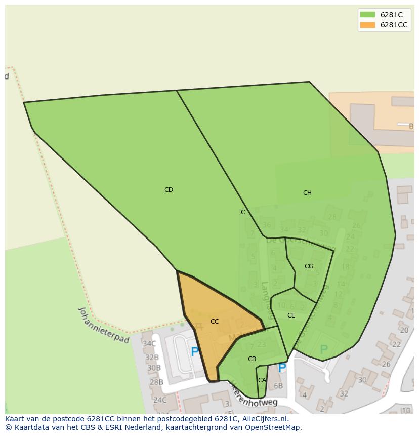 Afbeelding van het postcodegebied 6281 CC op de kaart.