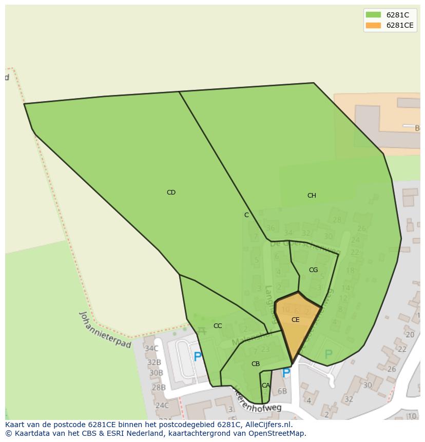 Afbeelding van het postcodegebied 6281 CE op de kaart.