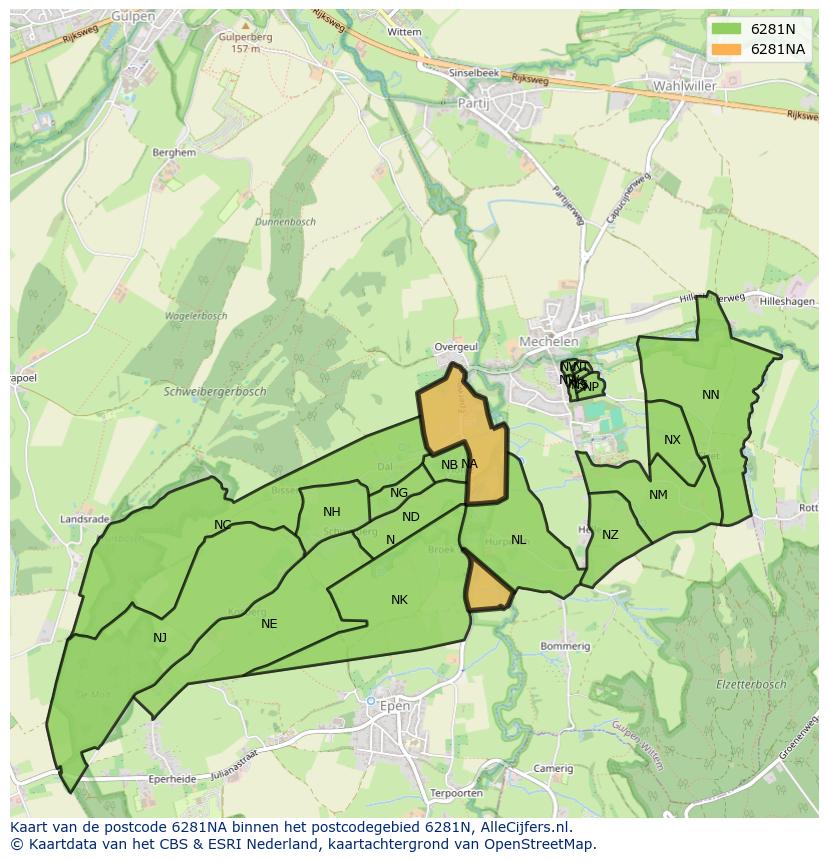 Afbeelding van het postcodegebied 6281 NA op de kaart.