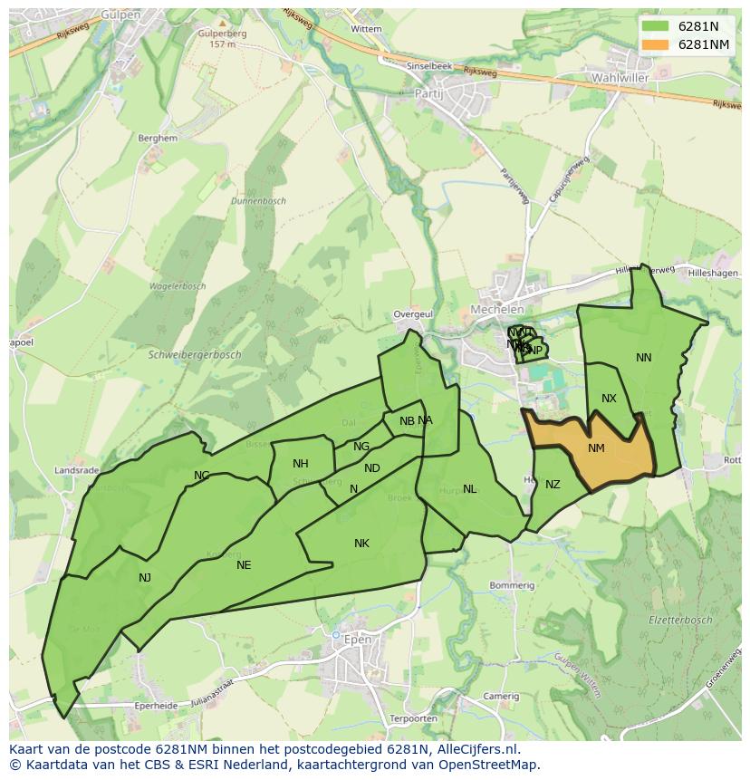 Afbeelding van het postcodegebied 6281 NM op de kaart.