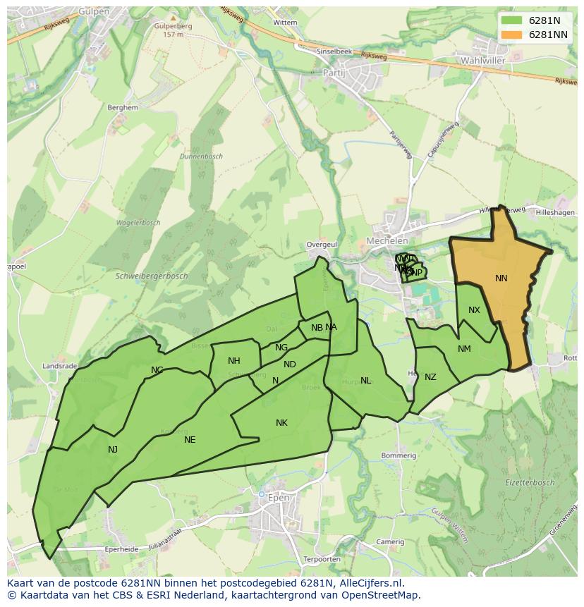 Afbeelding van het postcodegebied 6281 NN op de kaart.