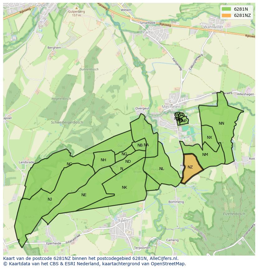 Afbeelding van het postcodegebied 6281 NZ op de kaart.