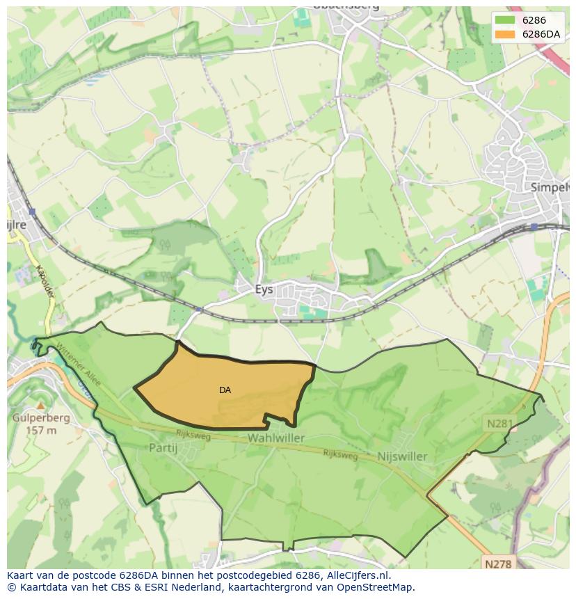 Afbeelding van het postcodegebied 6286 DA op de kaart.