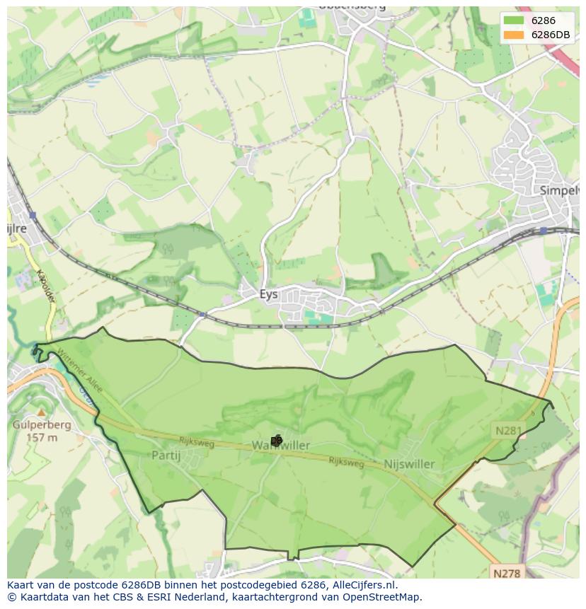 Afbeelding van het postcodegebied 6286 DB op de kaart.