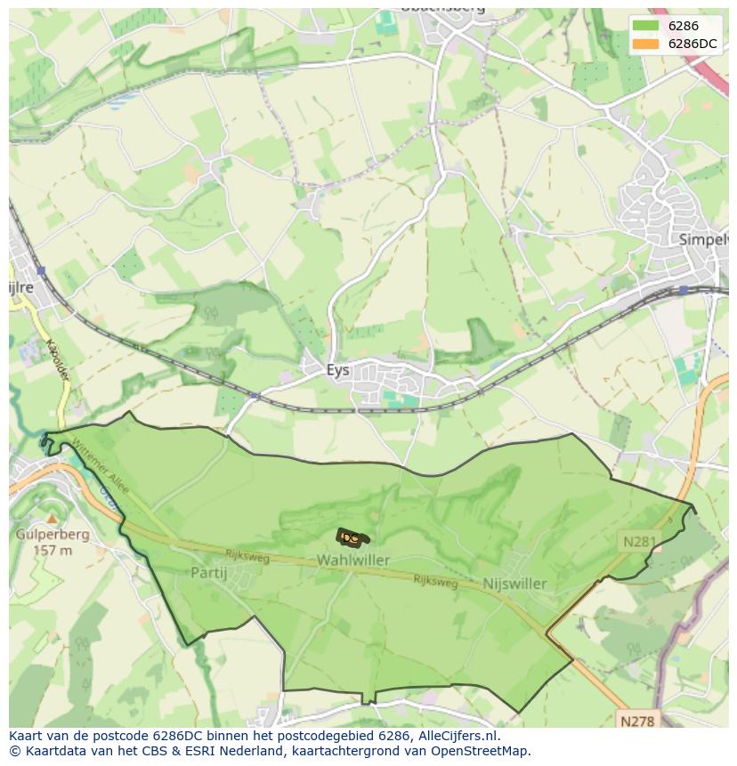 Afbeelding van het postcodegebied 6286 DC op de kaart.