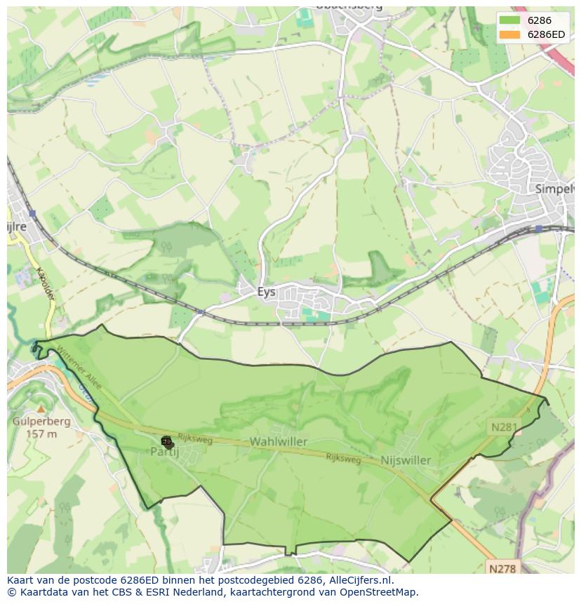 Afbeelding van het postcodegebied 6286 ED op de kaart.
