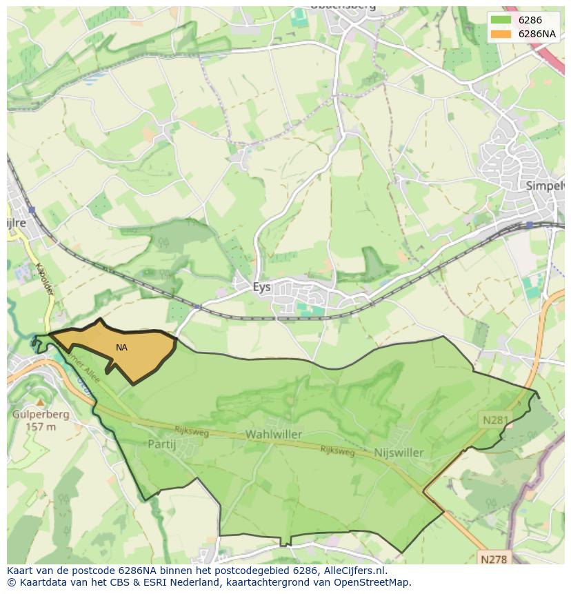 Afbeelding van het postcodegebied 6286 NA op de kaart.